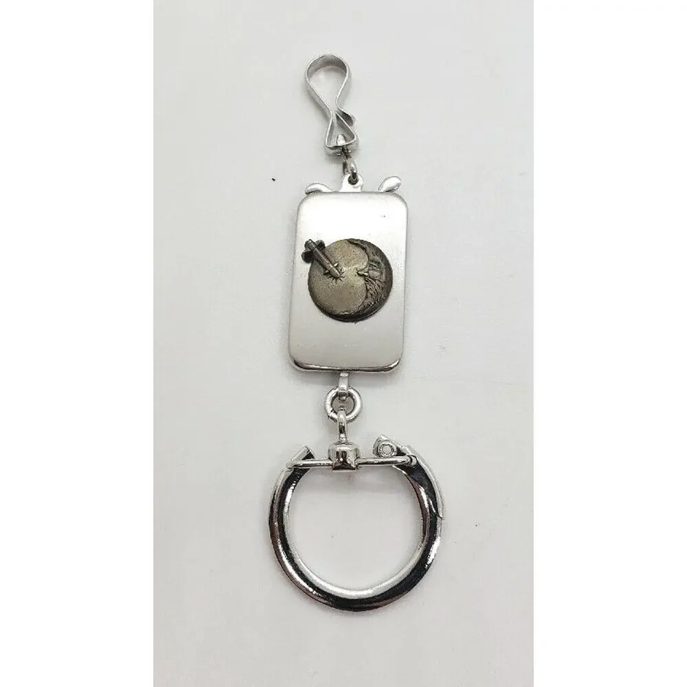 Vintage Keychain Moon Landing Space rocket 60s 70s Anson Twin lock Comical FOB